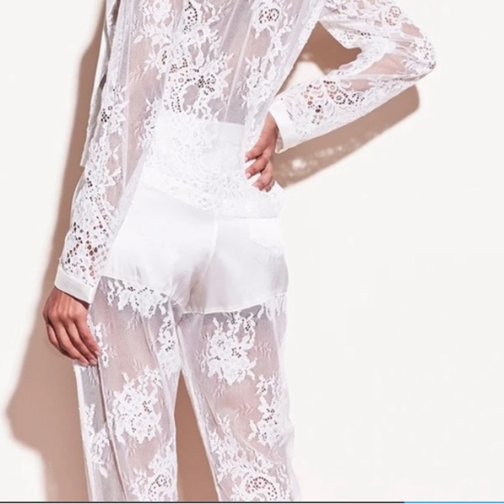 Fleur du Mal Cillis Lace Silk Combo Pj Pant and Top Set size NWT - Picture 3 of 5